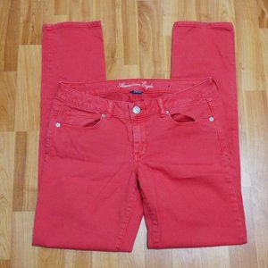 American Eagle Stretch Jeans Women Size 10 Pink Orange Skinny Denim Pants